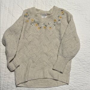 Abercrombie Kids Beige Sweater with Floral Embroidery